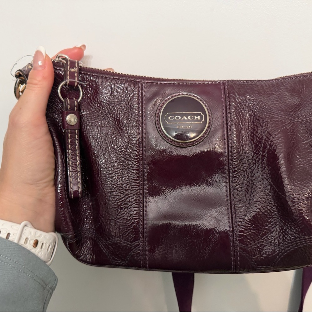 Coach Dark Purple Leather Clutch